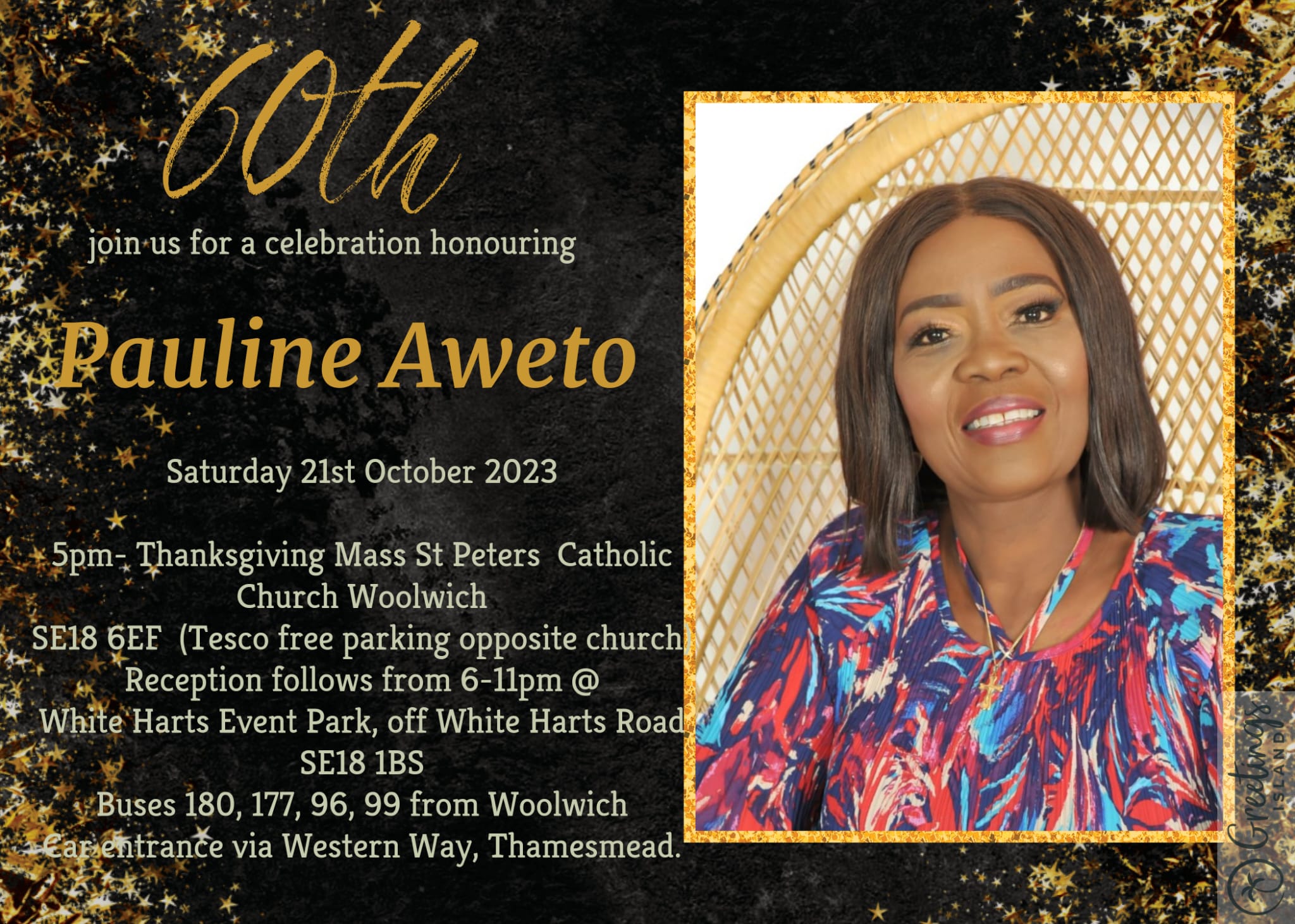 60th,  join us for celebration honouring Pauline Aweto